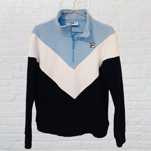 Fila Quarter Zip Blue and Black  Sweatshirt Size L